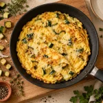 Oeuf recette : omelette fondante aux courgettes et fromage